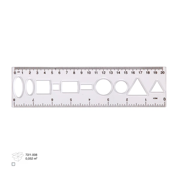 Şeffaf Geometrik Çizim Cetveli 20 cm 2 Adet ürün görseli 1
