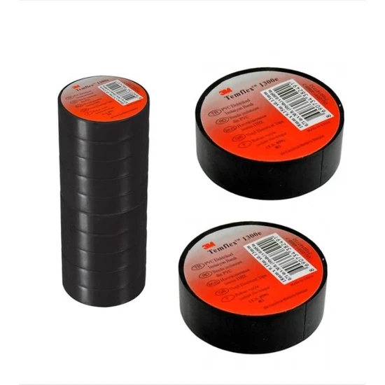 ATİKER 3M TEMFLEX 1300E ELEKTRİK BANTI İZOLE BANT 10 ADET ürün görseli 1