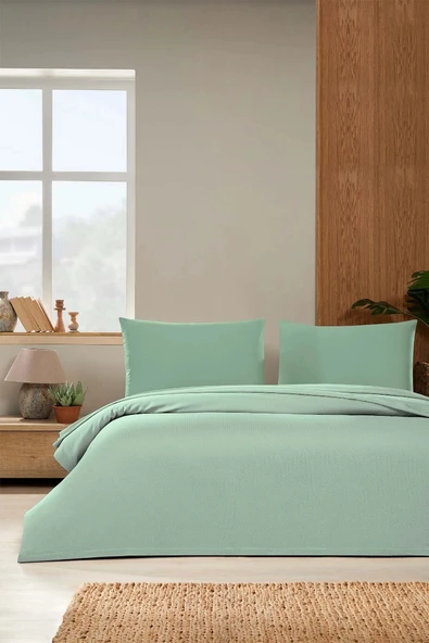 Özdilek -Colourist Çağla- Bamboo Lastikli Çarşaflı Tek Kişilik Pike Takımı ürün görseli 1