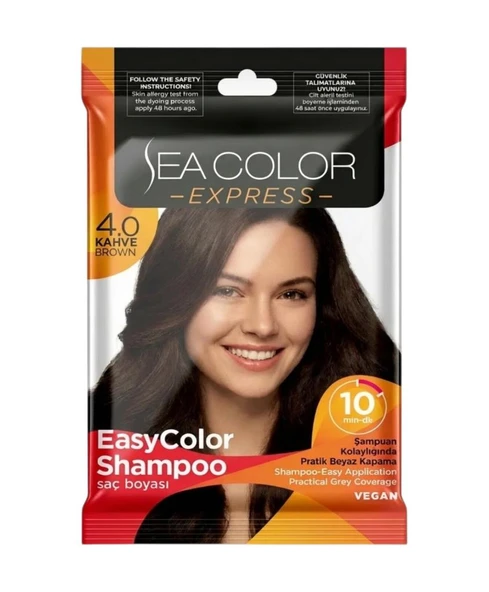 Sea color express Amonyaksız şampuan saç boyası 30 ml 4.0 numara Kahve ürün görseli 1