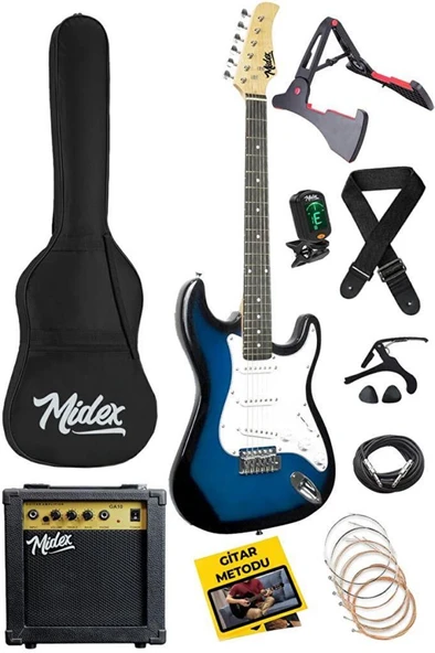 Midex AGE-80BL Amfili Full Elektro Gitar Seti 4/4 Yetişkin 39 İnç Blue - OUTLET ürün görseli 1