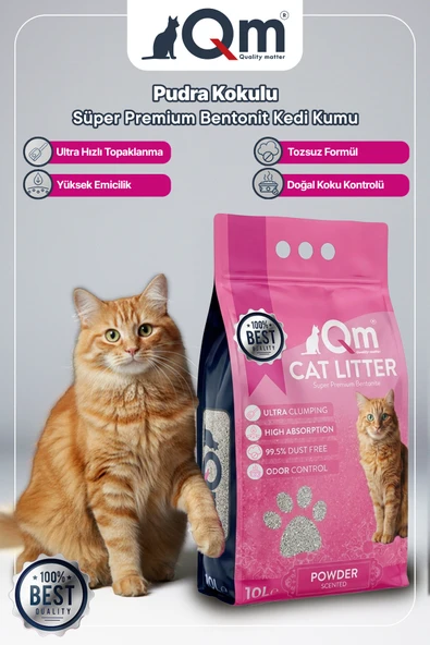 Qm Pudralı Süper Premium Bentonit Kedi Kumu 10 L ürün görseli 1
