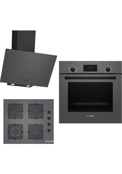 Bosch Ankastre Gri 3 Lü Set 312 (HBF512BH1T-POP6C9P30O-DWK64PJ70T) ürün görseli 1