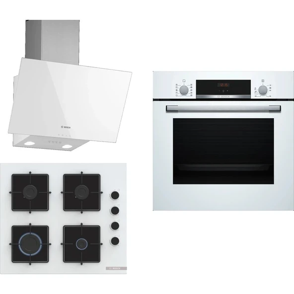 Bosch Beyaz 3 Lü Ankastre Set 298 ( HBF512BW1T - POP6C2P30O - DWK63PJ20T ) ürün görseli 1