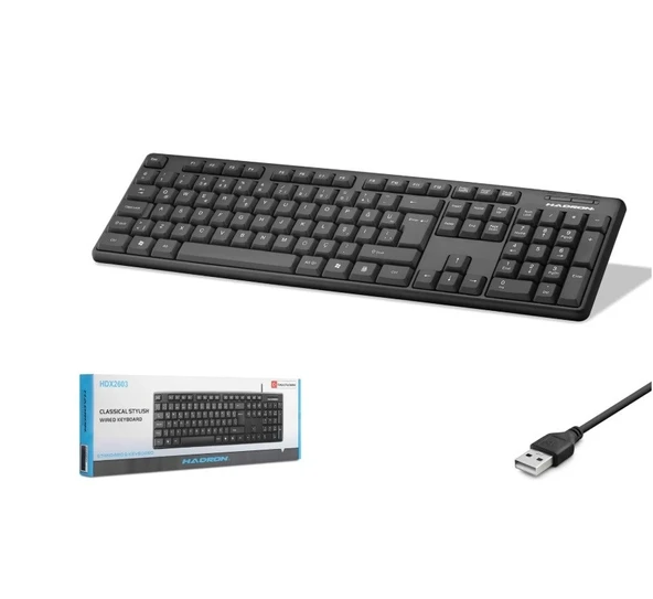 HADRON HDX2603 Kablolu Standart Q Klavye - Siyah ürün görseli 1