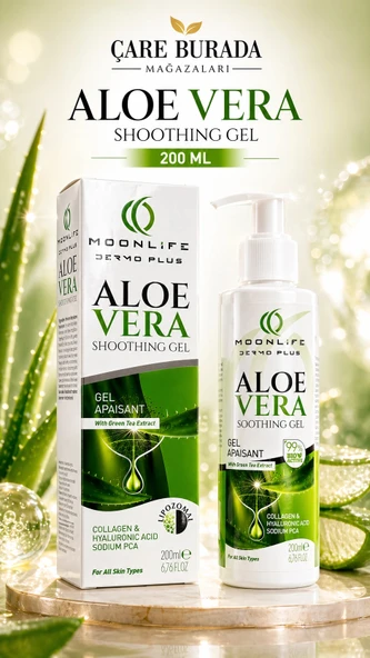 Moonlife - Aloe Vera Jel 200 Ml (Kolajen & Hyaluronic Acid & Sodium PCA) ürün görseli 1