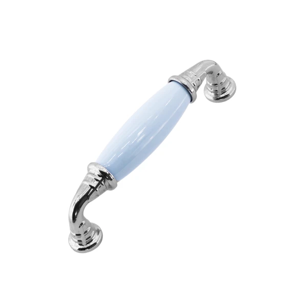 Mavron Mavi Porselen Krom Kulp 96 mm 9.6 cm Mobilya Çekmece Dolabı Dolap Kapak Kulplar Kulb Kulpu ürün görseli 1