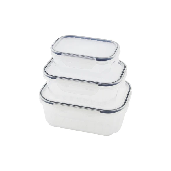 3PCS SIZDIRMAZ SAKLAMA KABI SETİ ŞEFFAF KAP BUĞULU CONTALI KAPAK 500 1000 1700ML ürün görseli 1