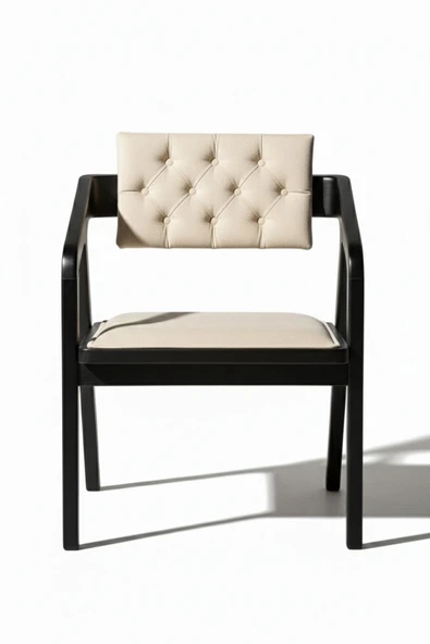 Vargo Kapitone Sırtlı Modern Ahşap Sandalye - Resim 3