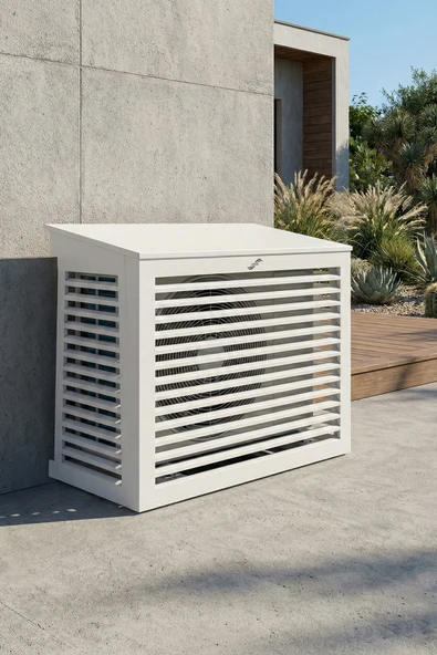 Klima Motoru/Dış Ünite Gizleme/Koruma Kafesi M 18000 BTU - 24000 BTU 110x56x85(H) Açılı Condor  Beyaz ürün görseli 1