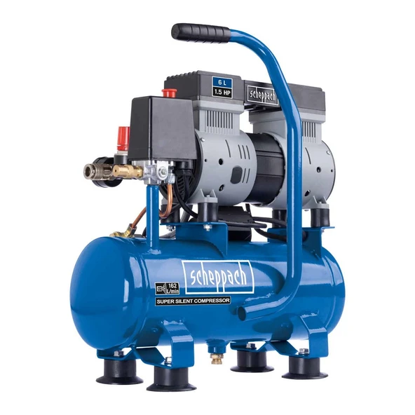 Scheppach Hc08Si Hava Kompresörü 1,5 Hp 6 Litre Yağsız Sessiz Kompresör ürün görseli 1