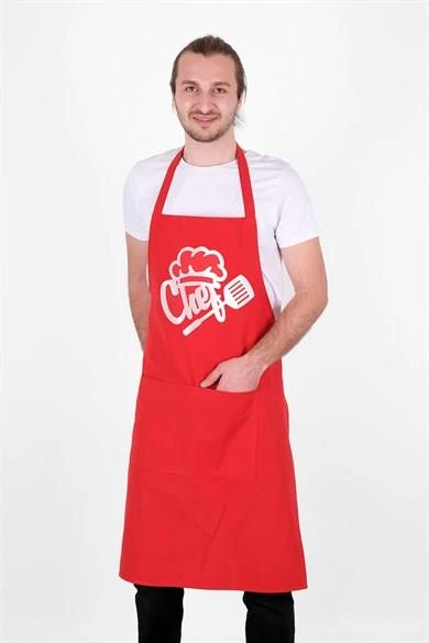Chef Lüks Mutfak Önlüğü Kırmızı ürün görseli 1