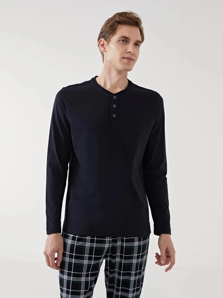 LC WAIKIKI LACİVERT Standart Kalıp Erkek Pijama Takımı ürün görseli 1