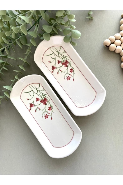 Yiğit Seramik Züccaciye Fushia Çiğdem 2’li Oval Kahvaltılık ürün görseli 1