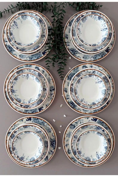 Yiğit Seramik Züccaciye Bluekitchen Model Rölyefli 6 Kişilik 24 Parça Modern Yemek Sofra Takımı ürün görseli 1