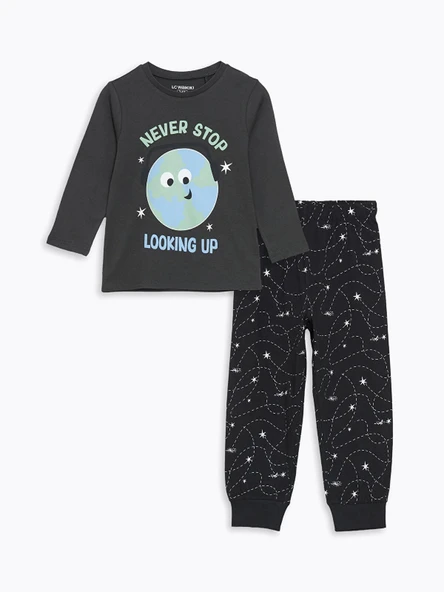 LCW Kids Gri Bisiklet Yaka Erkek Çocuk Pijama Takımı ürün görseli 1