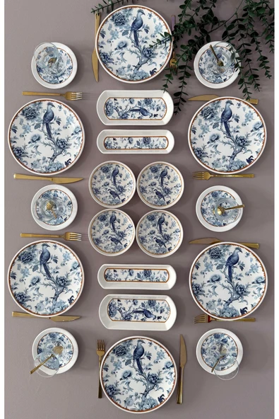Yiğit Seramik Züccaciye Blue Kitchen Model 6 Kişilik 20 Parça Modern Kahvaltı - Brunch Takımı ürün görseli 1