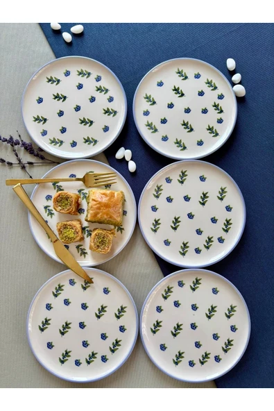 Yiğit Seramik Züccaciye Wild Blueberry 6 Adet tatlı Tabağı ürün görseli 1