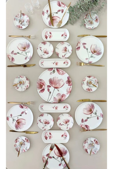 Yiğit Seramik Züccaciye Charming Rose 6 Kişilik 21 Parça Kahvaltı Takımı Kahvaltı Seti ürün görseli 1