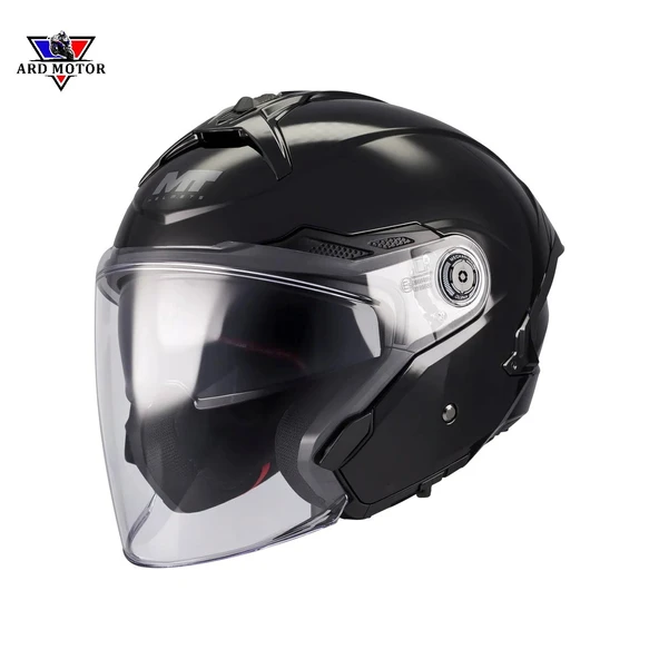 MT HELMETS COSMO SV PURE A1 PARLAK SİYAH GÜNEŞ VİZÖRLÜ YARIM KASK ürün görseli 1