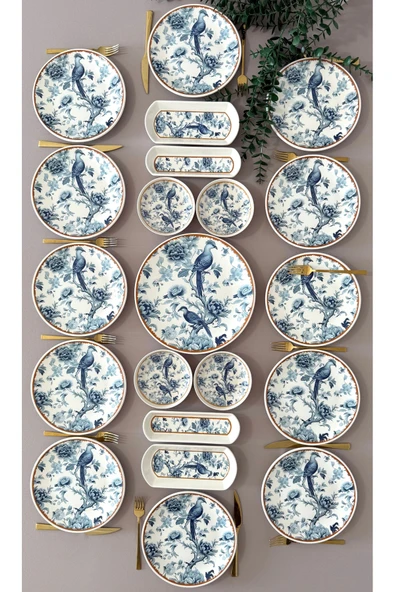 Yiğit Seramik Züccaciye Blue Kitchen Model 12 Kişilik 21 Parça Modern Kahvaltı - Brunch Takımı ürün görseli 1