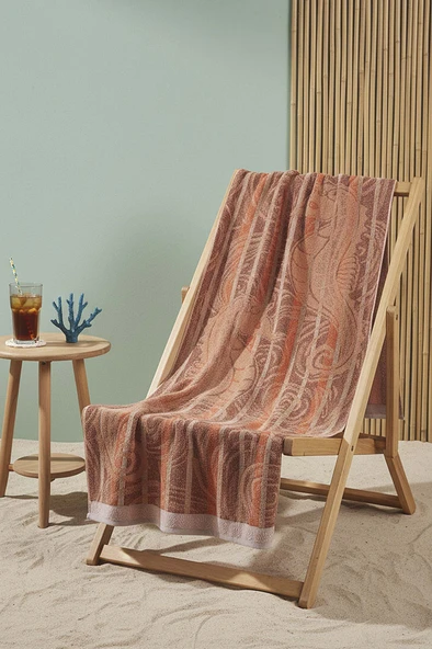 Turuncu Poseidon %100 Pamuklu Plaj Havlusu 70x140 cm ürün görseli 1