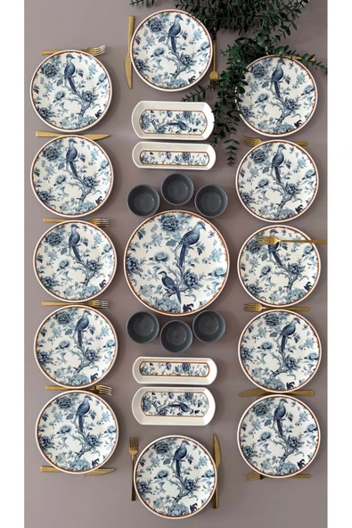 Yiğit Seramik Züccaciye Bluekitchen Model Rölyefli 12 Kişilik 23 Parça Modern Kahvaltı-Brunch Takımı (Sosluklu) ürün görseli 1