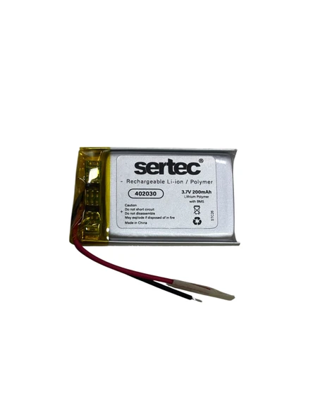 Sertec 402030 3.7V 200mAh Li-Polymer Pil (Devreli/1.5A) ürün görseli 1