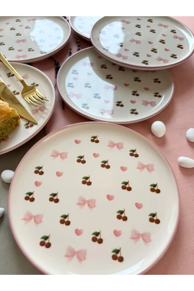 Yiğit Seramik Züccaciye sakura 6 lı tatlı tabağı - Resim 2