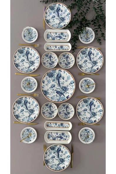 Yiğit Seramik Züccaciye Blue Kitchen Model 6 Kişilik 21 Parça Modern Kahvaltı - Brunch Takımı ürün görseli 1