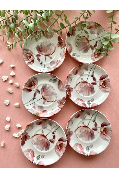 Yiğit Seramik Züccaciye Charming Rose 6 Adet Çay tabağı ürün görseli 1