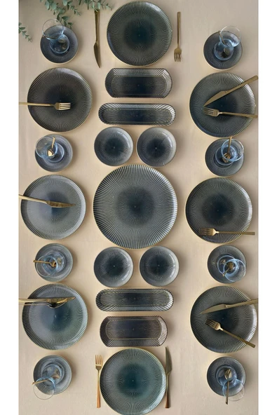 VENÜS HOME DECORATION Green Gold 8 Kişilik 25 Parça Çay Tabaklı Kahvaltı Takımı ürün görseli 1