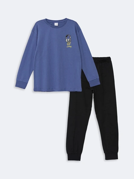 LCW Kids Mavi Baskılı Erkek Çocuk Pijama Takımı ürün görseli 1