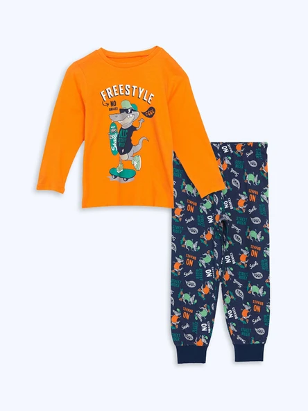 LCW Kids Turuncu Bisiklet Yaka Erkek Çocuk Pijama Takımı ürün görseli 1