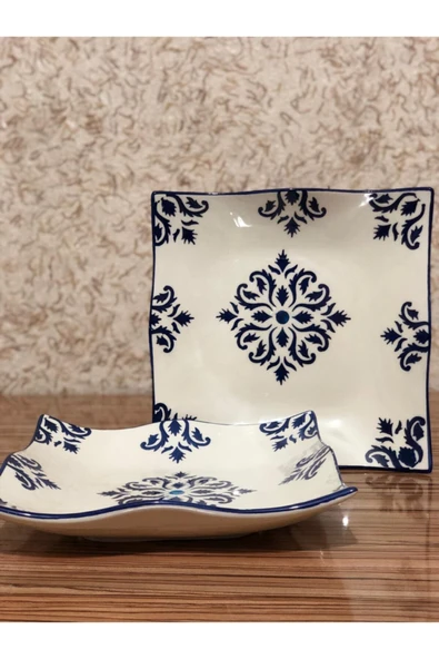 Yiğit Seramik Züccaciye Isırgan Model 6 Adet Kare Pasta Tabak ürün görseli 1