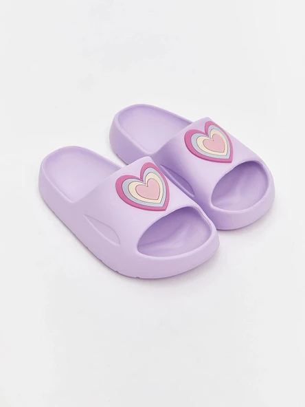 LCW STEPS Lila Kalp Baskılı Kız Çocuk Terlik ürün görseli 1
