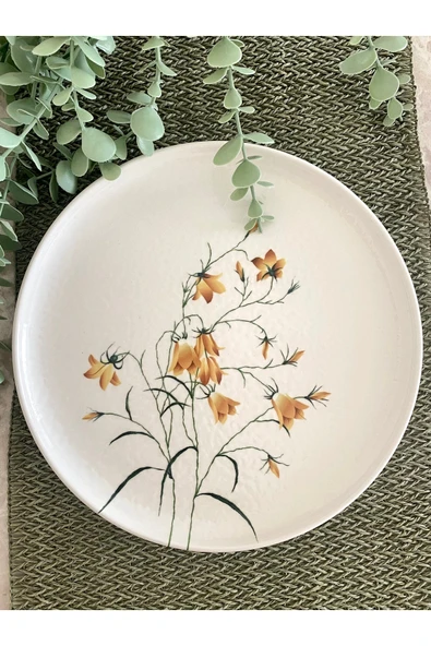 Yiğit Seramik Züccaciye Sarı Çiğdem 26 cm Büyük Yuvarlak Servis&Sunum Tabağı ürün görseli 1