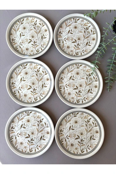 Yiğit Seramik Züccaciye Floral 6 Adet 20 cm Pasta&Servis Tabağı ürün görseli 1