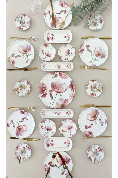 Borser Charming Rose 6 Kişilik 21 Parça Kahvaltı Takımı Kahvaltı Seti ürün görseli 1
