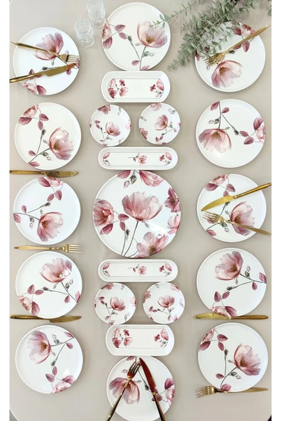 Borser Charming Rose 12 Kişilik 21 Parça Kahvaltı Takımı Kahvaltı Seti ürün görseli 1