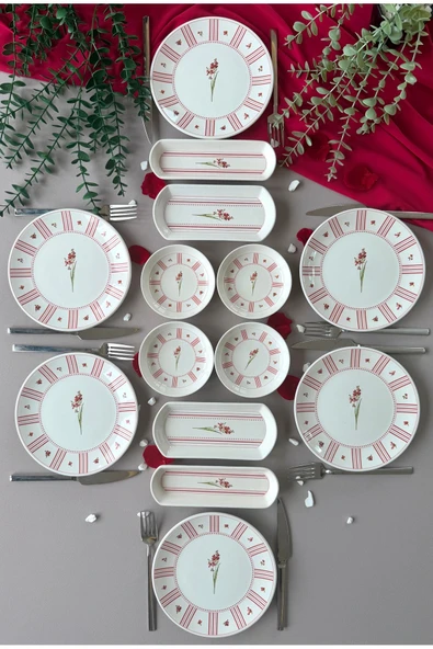 Yiğit Seramik Züccaciye Lavinya Model 6 Kişilik 14 Parça Röfyeli Modern Kahvaltı - Brunch Takımı (Fuşya) ürün görseli 1