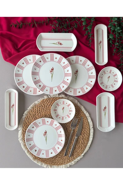 Yiğit Seramik Züccaciye Lavinya Model 4 Kişilik 10 Parça Röfyeli Modern Kahvaltı - Brunch Takımı (Fuşya) ürün görseli 1