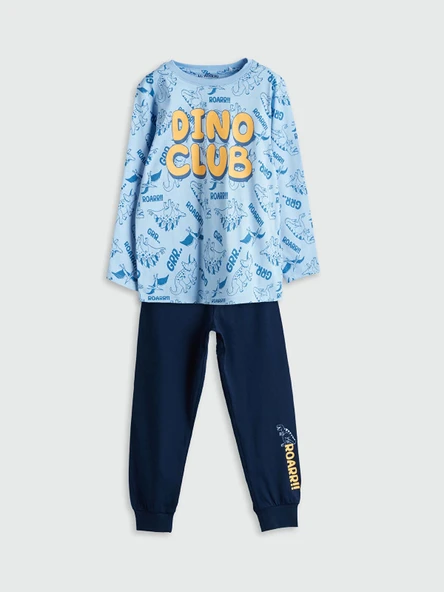 LCW Kids Mavi Bisiklet Yaka Erkek Çocuk Pijama Takımı ürün görseli 1