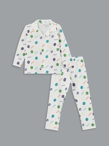 LCW Kids Ekru Resort Yaka Erkek Çocuk Pijama Takım ürün görseli 1