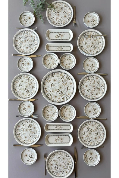 Yiğit Seramik Züccaciye Floral 8 Kişilik 25 Parça Kahvaltı Takımı ürün görseli 1