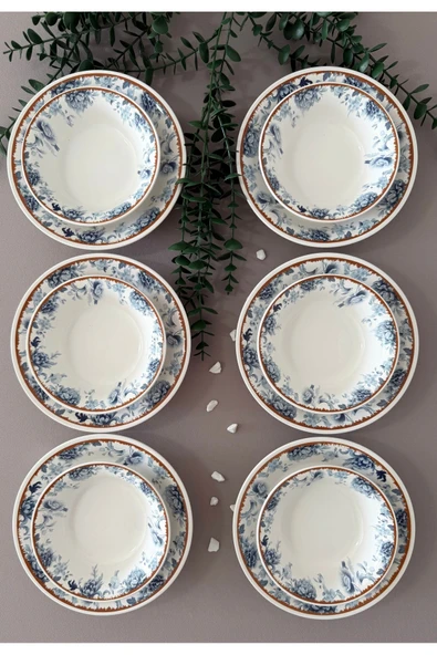 Yiğit Seramik Züccaciye Bluekitchen Model Rölyefli 6 Kişilik 12 Parça Modern Yemek Sofra Takımı ürün görseli 1