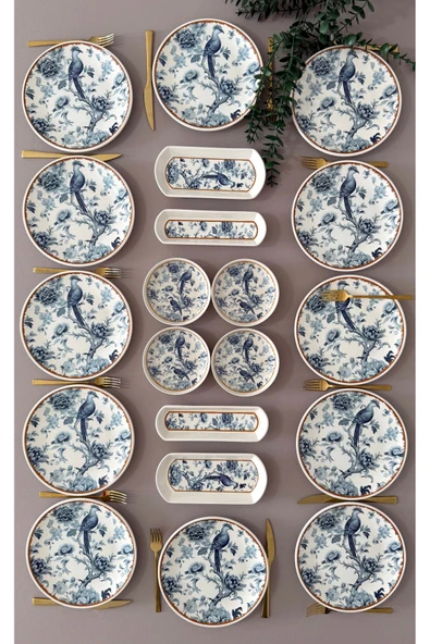 Yiğit Seramik Züccaciye Blue Kitchen Model 12 Kişilik 20 Parça Modern Kahvaltı - Brunch Takımı ürün görseli 1
