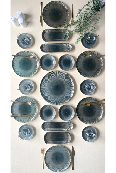 VENÜS HOME DECORATION Green gold 6 Kişilik 21 Parça Kahvaltı Takımı ürün görseli 1