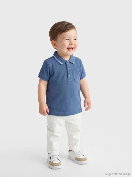 LCW baby Lacivert Polo Yaka Erkek Bebek Tişört ve Pantolon ürün görseli 1