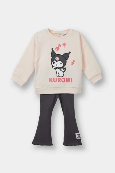 Defacto F5013A5PN701 Pembe Kız Bebek Kuromi 2'li Takım Sweatshirt Tayt ürün görseli 1